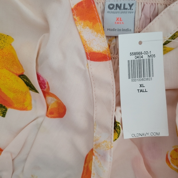 Poplin Bralette XL Tall Pink Citrus Grapefruit Cross-Front Old Navy NWT - Picture 3 of 4